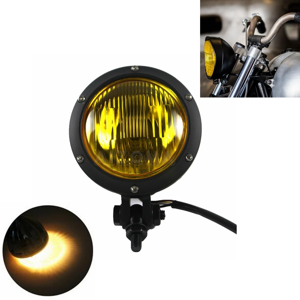 Motorcycle Head Light Retro Headlight 12V Amber Lens Front Headlamp for Harley Touring Bobber Chopper Cafe Racer Cruiser Custom
Motorcycle Head Light Retro Headlight 12V Amber Lens Front Headlamp for Harley Touring Bobber Chopper Cafe Racer Cruiser Custom