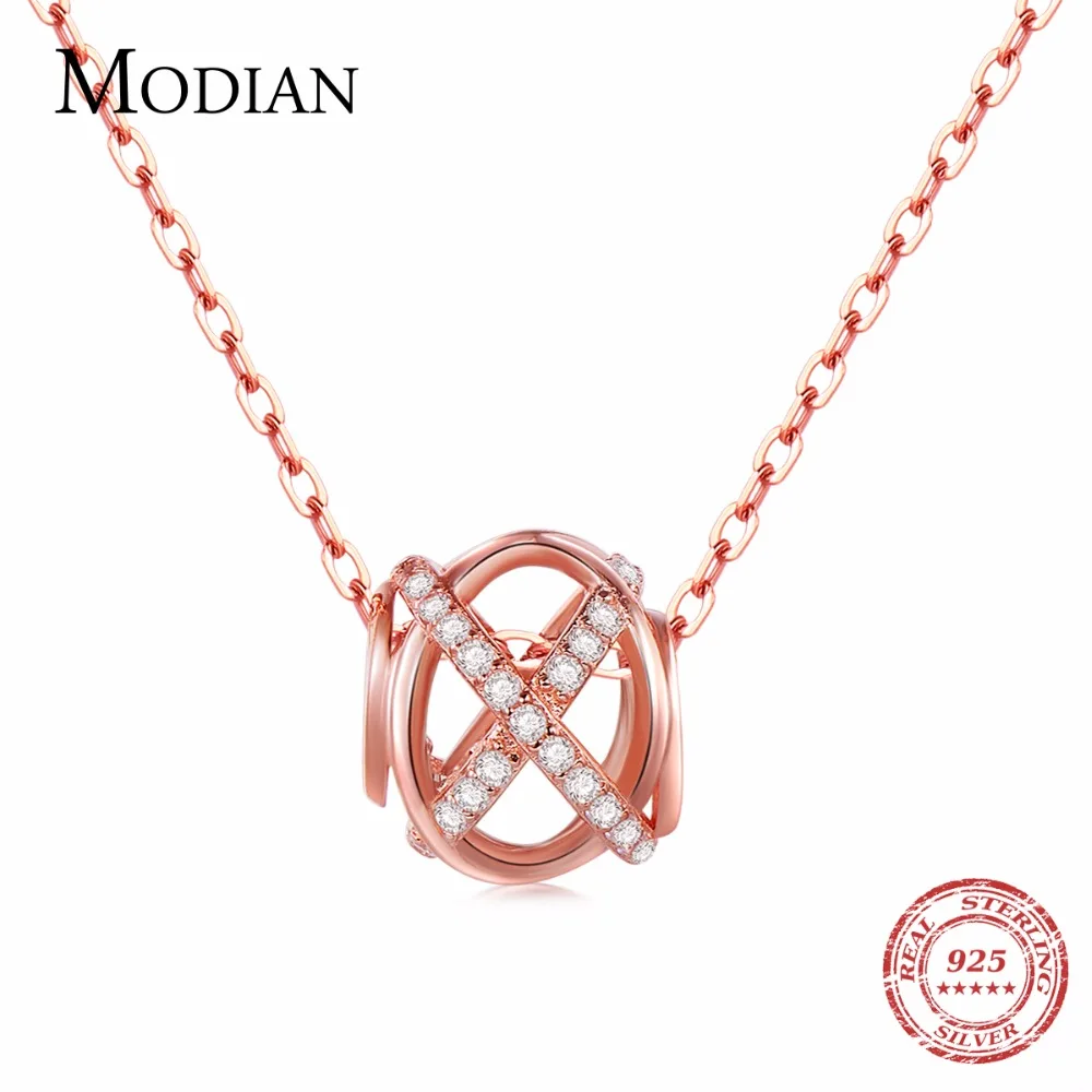 Очаровательное модное ожерелье Modian из 100% настоящего серебра 925 пробы цвета