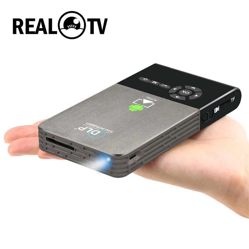 REAL TV C2 мини DLP проектор Android WiFi Bluetooth портативный видеопроектор домашний кинотеатр