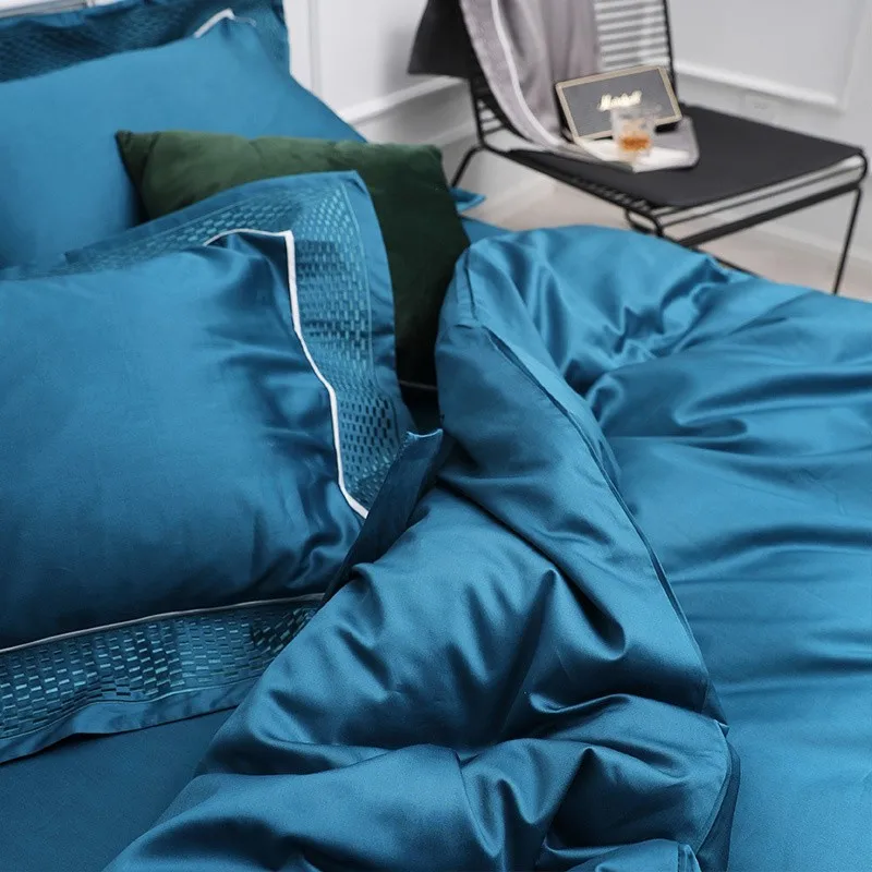Zipper Duvet Cover Set Queen King 4Pcs Blue and Grey Solid Color Soft 600 TC Cotton Bedding set 1Bed Sheet 2 Pillowcase
Zipper Duvet Cover Set Queen King 4Pcs Blue and Grey Solid Color Soft 600 TC Cotton Bedding set 1Bed Sheet 2 Pillowcase