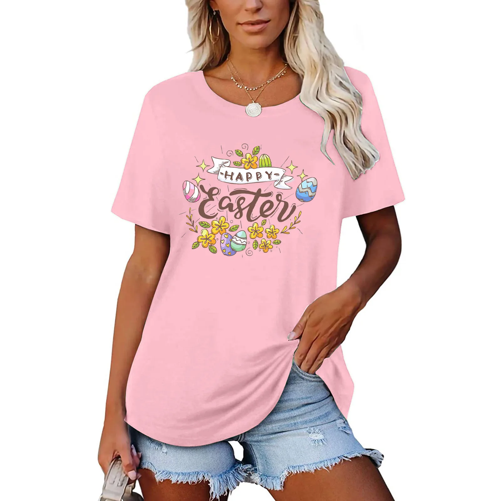 New Fashion T-shirts Women's Fashion Easter Printing O-neck Short T-shirt Loose Blouse Tops Shirt Camicie #445
New Fashion T-shirts Women's Fashion Easter Printing O-neck Short T-shirt Loose Blouse Tops Shirt Camicie #445