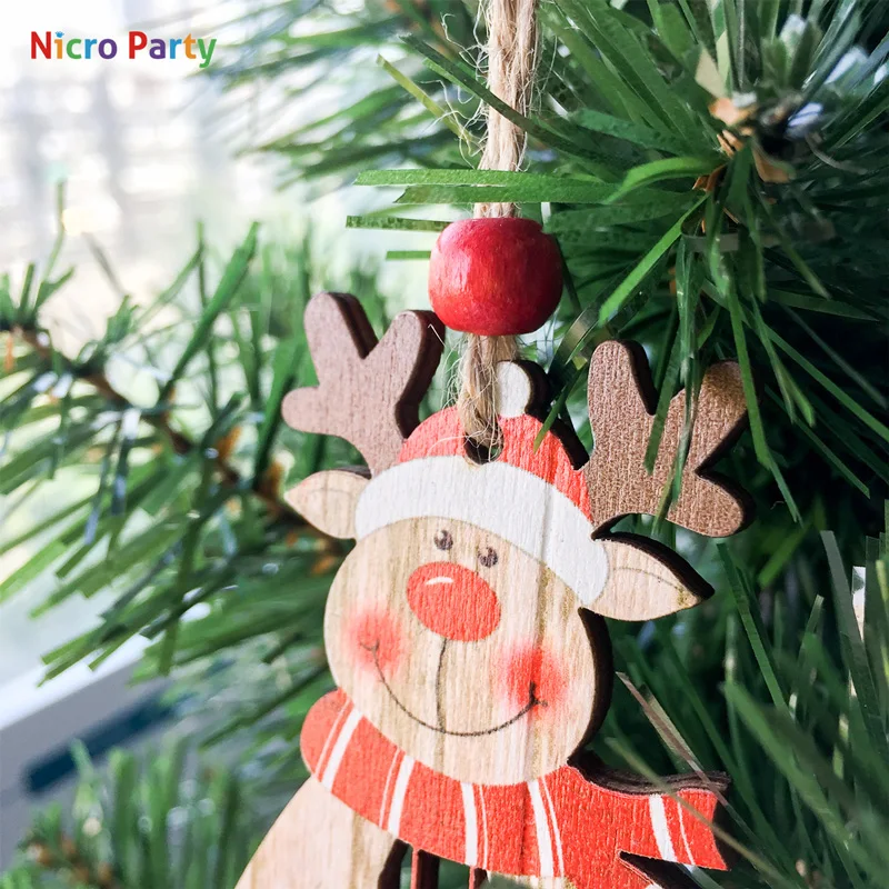 Nicro 3 pcs/set Wooden Christmas Santa Claus Snowman Pendant Ornaments Home Party Xmas Tree Decor Kids Gifts Decoration #Chr90 | Дом и сад