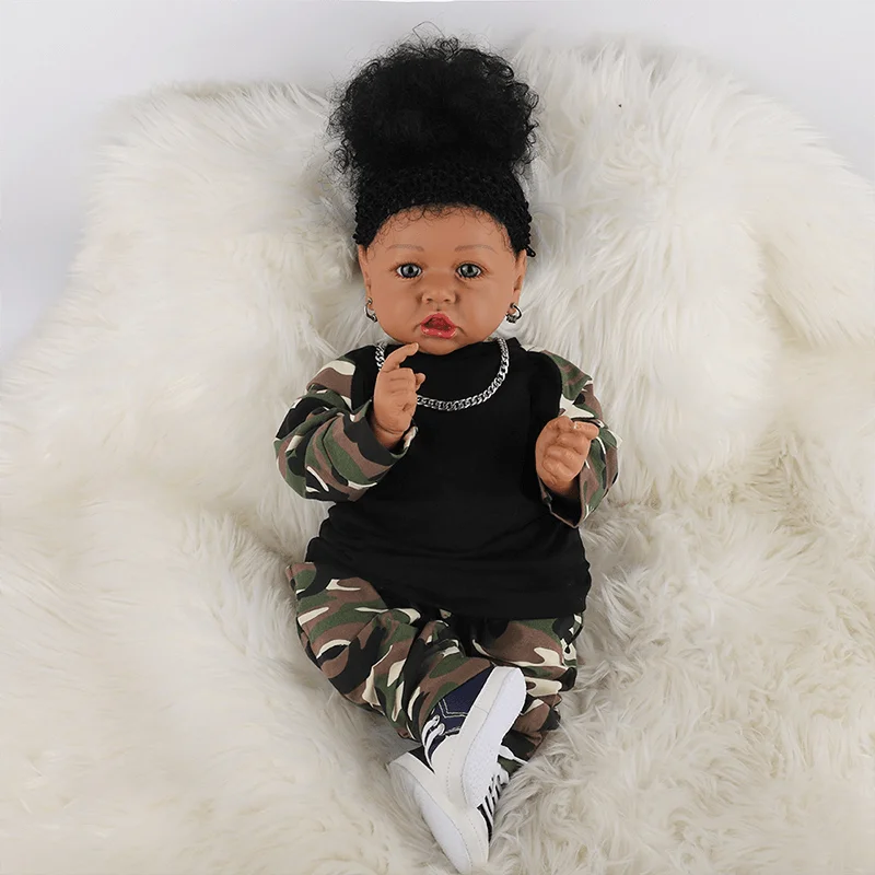 22" Lifelike Reborn Baby Girl African American Baby Saskia Doll Soft Touch Full Silicone Vinyl Body
22" Lifelike Reborn Baby Girl African American Baby Saskia Doll Soft Touch Full Silicone Vinyl Body