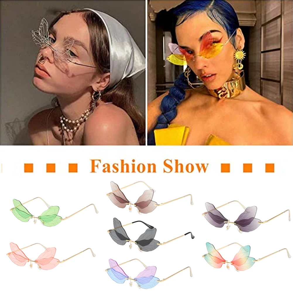 Vintage Dragonfly Wings Sunglasses Fashion Rimless Women Clear Lens Eyewear Men Pink Sun Glasses UV Protection Eyewear Female
Vintage Dragonfly Wings Sunglasses Fashion Rimless Women Clear Lens Eyewear Men Pink Sun Glasses UV Protection Eyewear Female