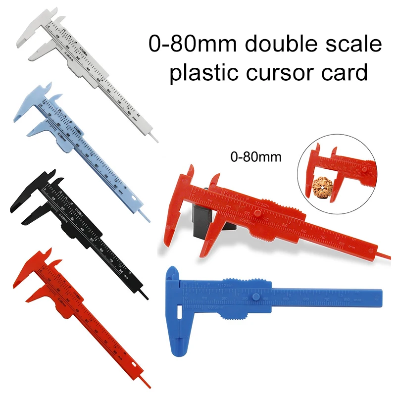 

1pcs 0-80mm Double Rule Scale Plastic Vernier Caliper Measuring Student Mini Tool Ruler DIY Tool Woodworking