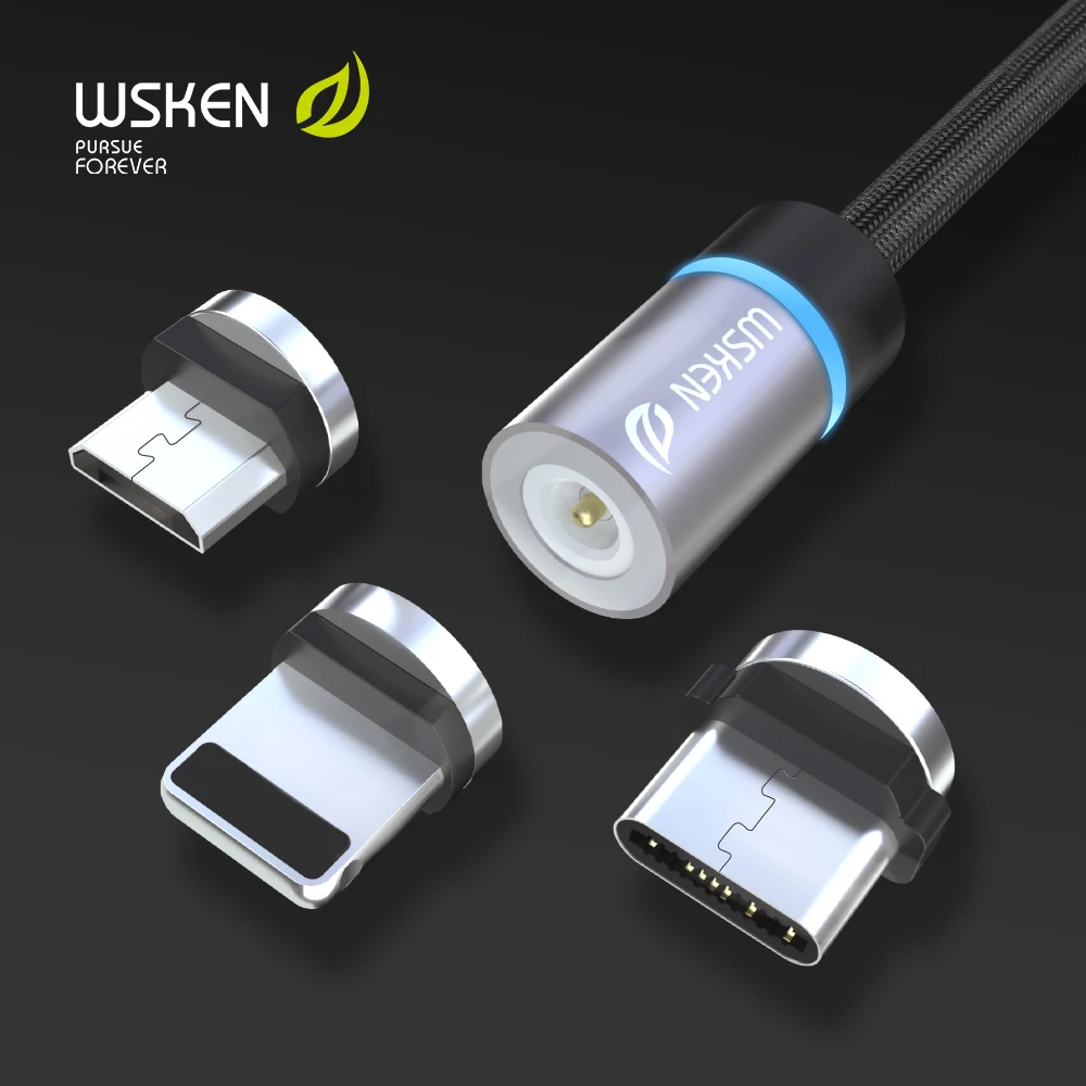 Магнитный usb кабель Wsken для зарядки USB C Type iphone зарядный Micro Samsung мобильный телефон