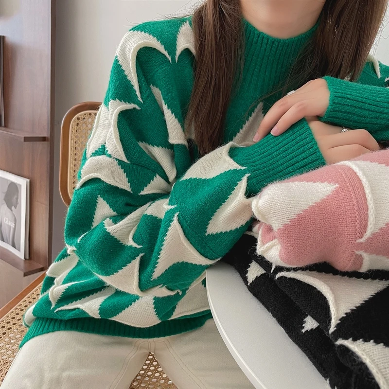 2021 New Autunm Winter Women Sweaters Pullovers Checkered Oversized Vintage Fashionable Elegant Wild Tops
2021 New Autunm Winter Women Sweaters Pullovers Checkered Oversized Vintage Fashionable Elegant Wild Tops