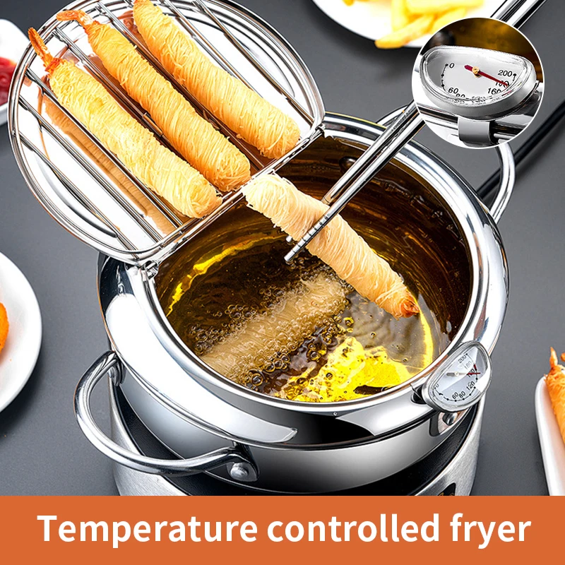 Stainless Steel Deep Fryer Pot Kitchen Controllable Temperature Flap with Oil Filter Rack Eletric Frying Pot Thermometer Fryer
Stainless Steel Deep Fryer Pot Kitchen Controllable Temperature Flap with Oil Filter Rack Eletric Frying Pot Thermometer Fryer