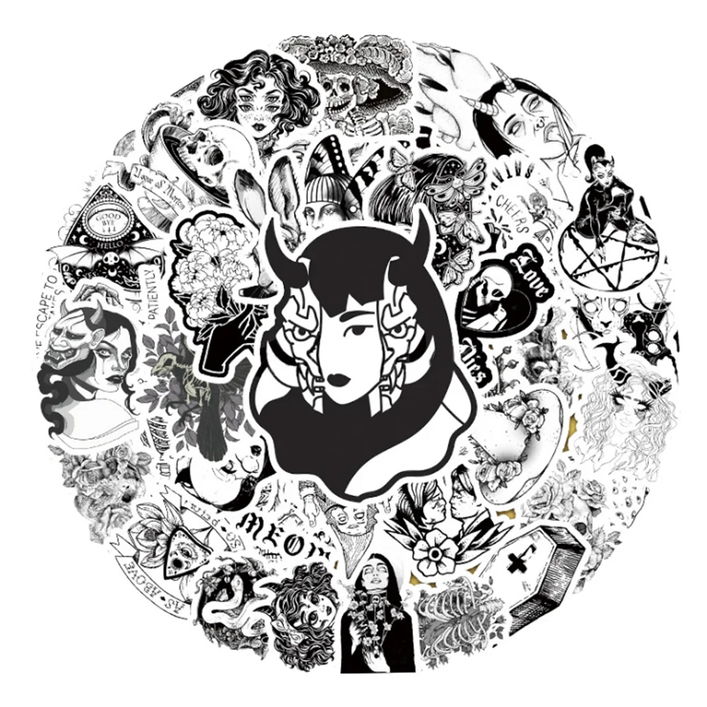 10/30/50PCS Cartoon Black and White Gothic Style Skull Graffiti Hand Account Notebook Decorative Waterproof Stickers Wholesale
10/30/50PCS Cartoon Black and White Gothic Style Skull Graffiti Hand Account Notebook Decorative Waterproof Stickers Wholesale