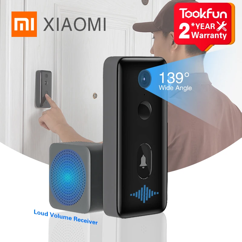 Xiaomi умный дверной звонок 2 видеодомофон беспроводной Вызов распознавание людей с