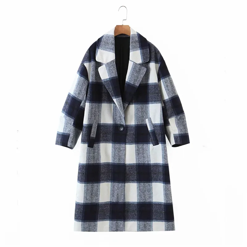 Merodi Autumn Winter Women Vintgae Plaid Blue Long Woolen Jacket Outwear Female Stylish Single Breasted Thick Coats Oversize
Merodi Autumn Winter Women Vintgae Plaid Blue Long Woolen Jacket Outwear Female Stylish Single Breasted Thick Coats Oversize
