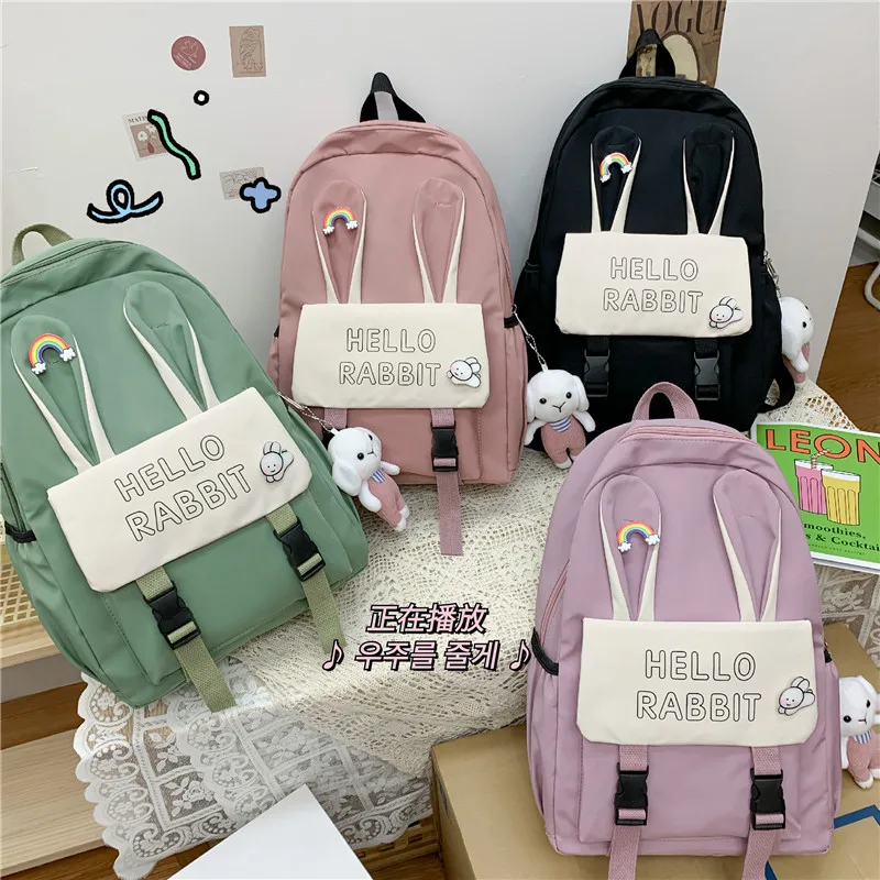 2021 new fashion backpack Harajuku ins cute rabbit ear bag junior high school students shoulder bag women.
2021 new fashion backpack Harajuku ins cute rabbit ear bag junior high school students shoulder bag women.