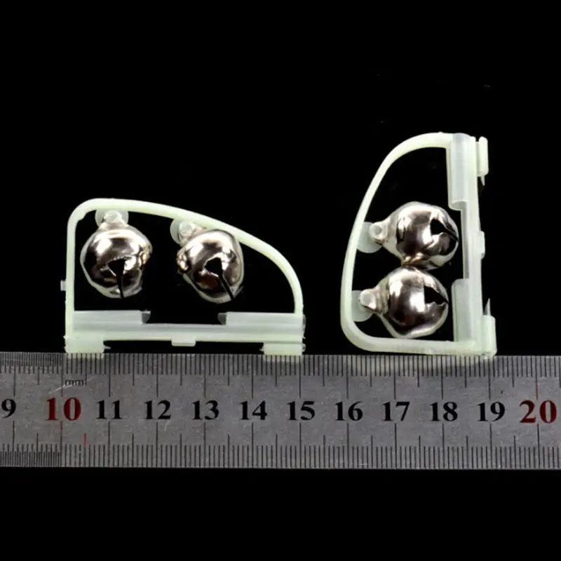 10 Pcs/Lot Luminous Sea Fishing Feeder Fishing Bell Twin Rod Tip Fish Bell Alarm Fishing Tackle Length 50mm