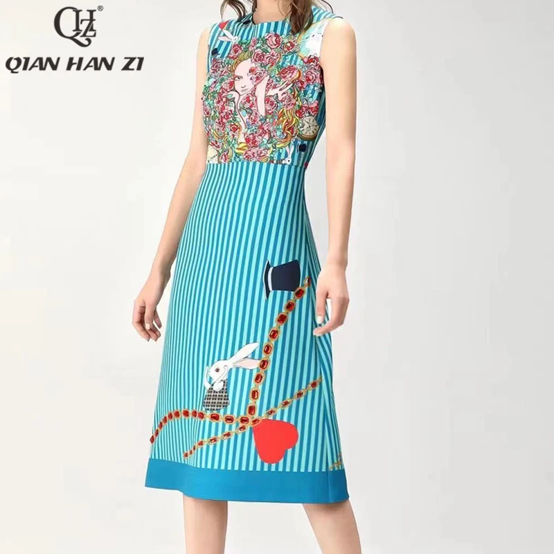 Qian Han Zi spring/summer fashion designer Tank dress elegant Flower stripe print Slim Crystal bead dress Women New 2021
Qian Han Zi spring/summer fashion designer Tank dress elegant Flower stripe print Slim Crystal bead dress Women New 2021