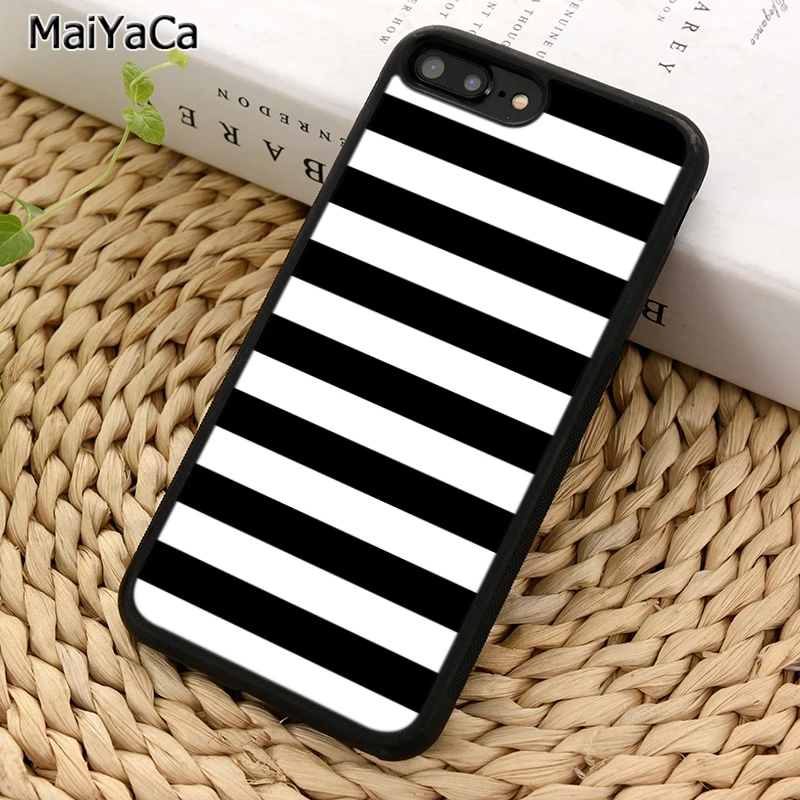 Элегантный чехол MaiYaCa в черно белую полоску для телефона iPhone X XR XS 11 12 Pro MAX 5 6 7 8 Plus