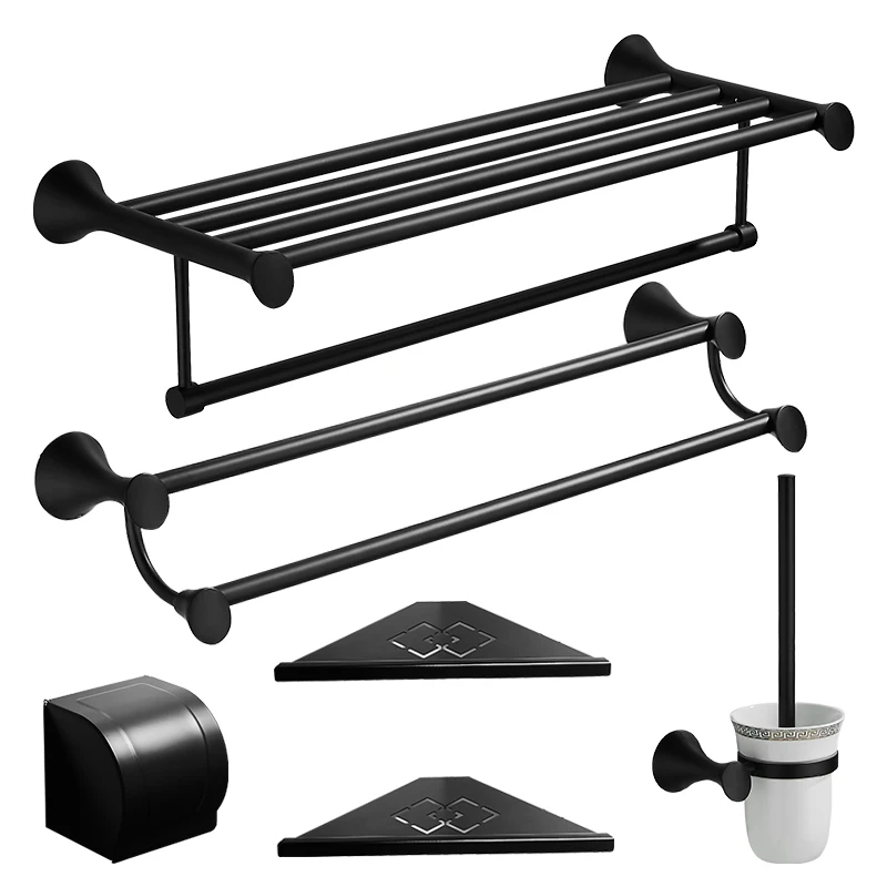 Customized matte black towel rack 304 stainless steel bathroom rack bathroom towel rack Nordic bathroom pendant set DG85
Customized matte black towel rack 304 stainless steel bathroom rack bathroom towel rack Nordic bathroom pendant set DG85