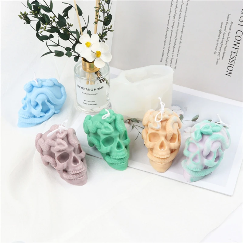 3D Snake Skull Candle Epoxy Resin Mold Halloween Aromatherapy Plaster Soap Silicone Mould DIY Crafts Home Decorations
3D Snake Skull Candle Epoxy Resin Mold Halloween Aromatherapy Plaster Soap Silicone Mould DIY Crafts Home Decorations