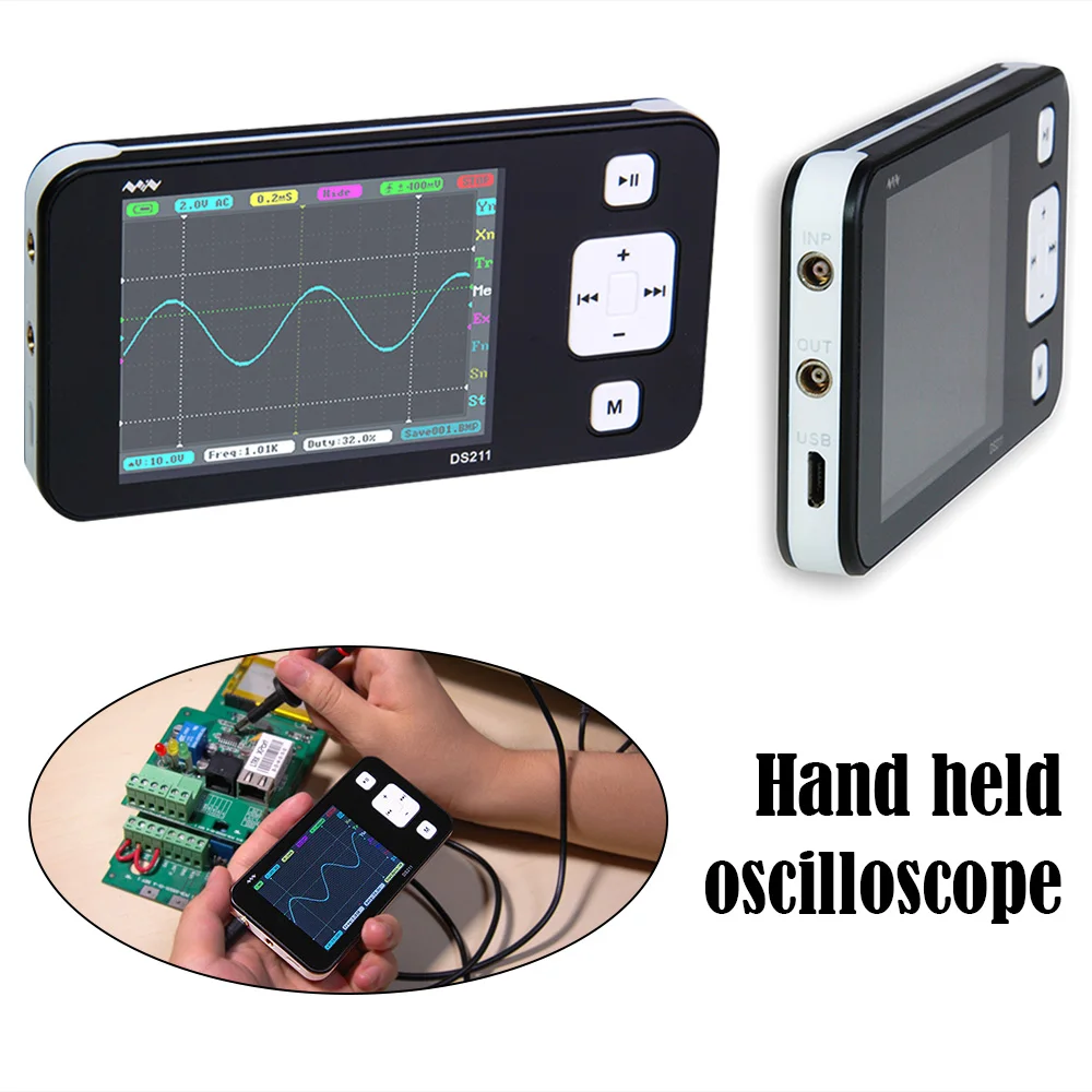 Upgraded Mini DS211 LCD Digital Oscilloscope Portable ARM Nano Pocket Size Professional Digital DSO211 Automotive with MCX Probe
Upgraded Mini DS211 LCD Digital Oscilloscope Portable ARM Nano Pocket Size Professional Digital DSO211 Automotive with MCX Probe