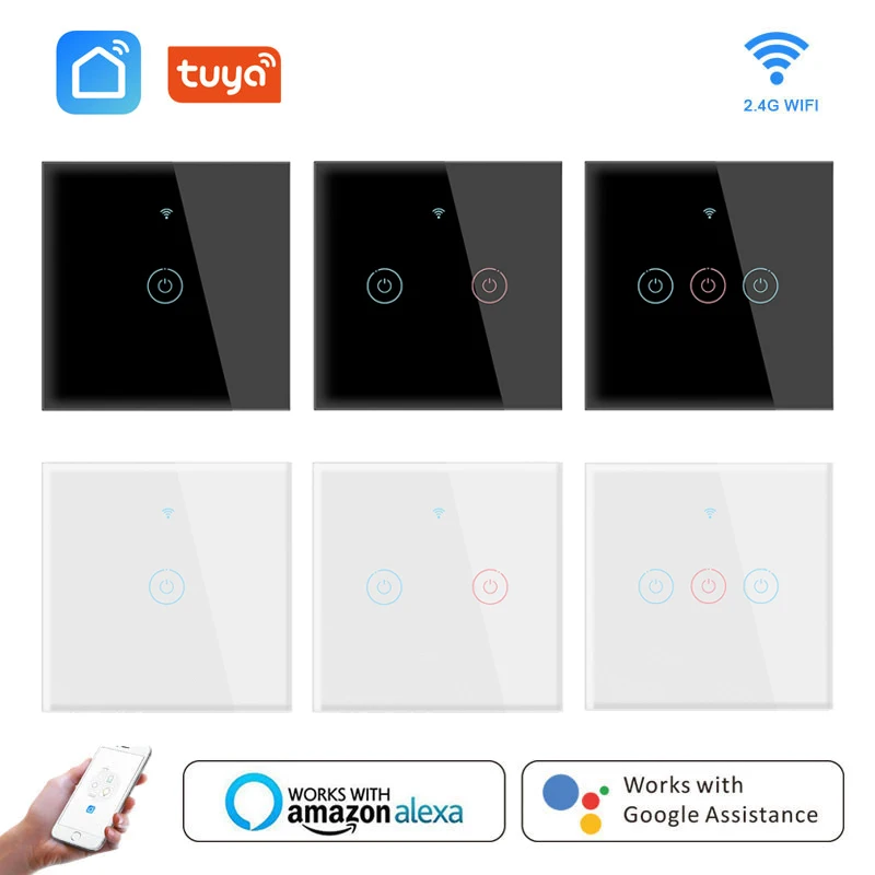 Smart Wifi Touch Switch 220V Support Alexa Tuya App Remote No Neutral Wire Required Smart Home 1/2/3 Gang Light Switch
Smart Wifi Touch Switch 220V Support Alexa Tuya App Remote No Neutral Wire Required Smart Home 1/2/3 Gang Light Switch