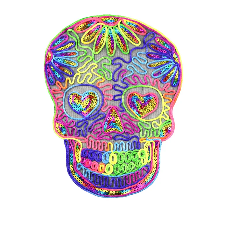 1Pcs Rainbow Skull Embroidered Patches for Clothing Color Badge Applique Sequins Patch DIY Accessories Label Patchwork with Rope
1Pcs Rainbow Skull Embroidered Patches for Clothing Color Badge Applique Sequins Patch DIY Accessories Label Patchwork with Rope