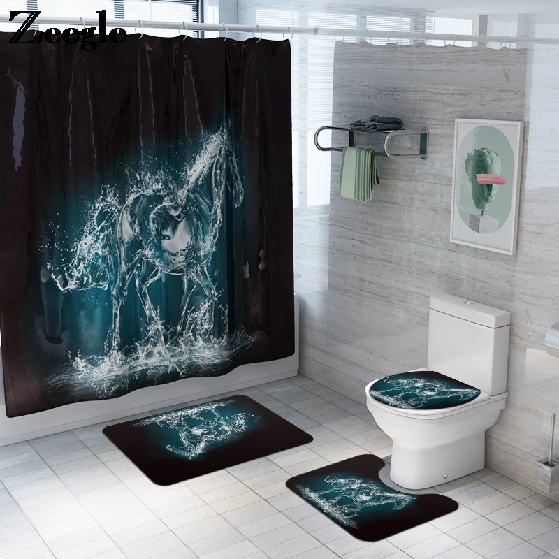 Creative Water Element Waterproof Shower Curtain Bath Mat Bathroom Mat Set Toilet Rugs Bathroom Home Decor Floor Mat Bath Rugs
Creative Water Element Waterproof Shower Curtain Bath Mat Bathroom Mat Set Toilet Rugs Bathroom Home Decor Floor Mat Bath Rugs