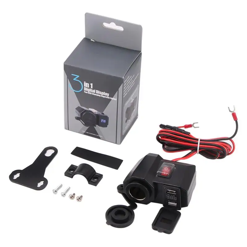 AOZBZ 3 in 1 Motorcycle Cigarette Lighter Digital Display Voltmeter Motorcycle Mobile Phone Charger Waterproof USB Quick Charge
AOZBZ 3 in 1 Motorcycle Cigarette Lighter Digital Display Voltmeter Motorcycle Mobile Phone Charger Waterproof USB Quick Charge
