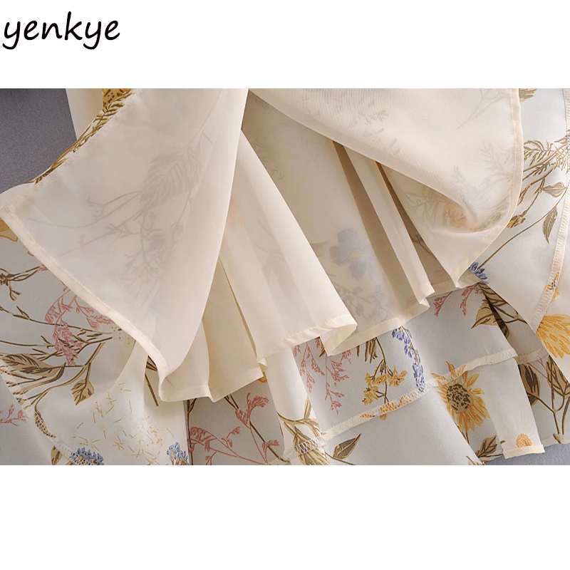 Holiday Summer Dress Women Vintage Floral Print Wrap Dress Cross V Neck Three-Quareter Sleeve Hem Ruffle A-line Chiffon Dress
Holiday Summer Dress Women Vintage Floral Print Wrap Dress Cross V Neck Three-Quareter Sleeve Hem Ruffle A-line Chiffon Dress