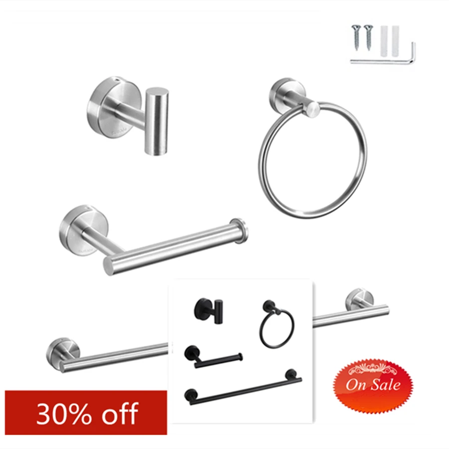 Hot Sell 304 Stainless Steel Hardware Punched Towel Bar Drilled Paper Holder Robe Screwed Hook Towel Ring Bathroom Accessories
Hot Sell 304 Stainless Steel Hardware Punched Towel Bar Drilled Paper Holder Robe Screwed Hook Towel Ring Bathroom Accessories