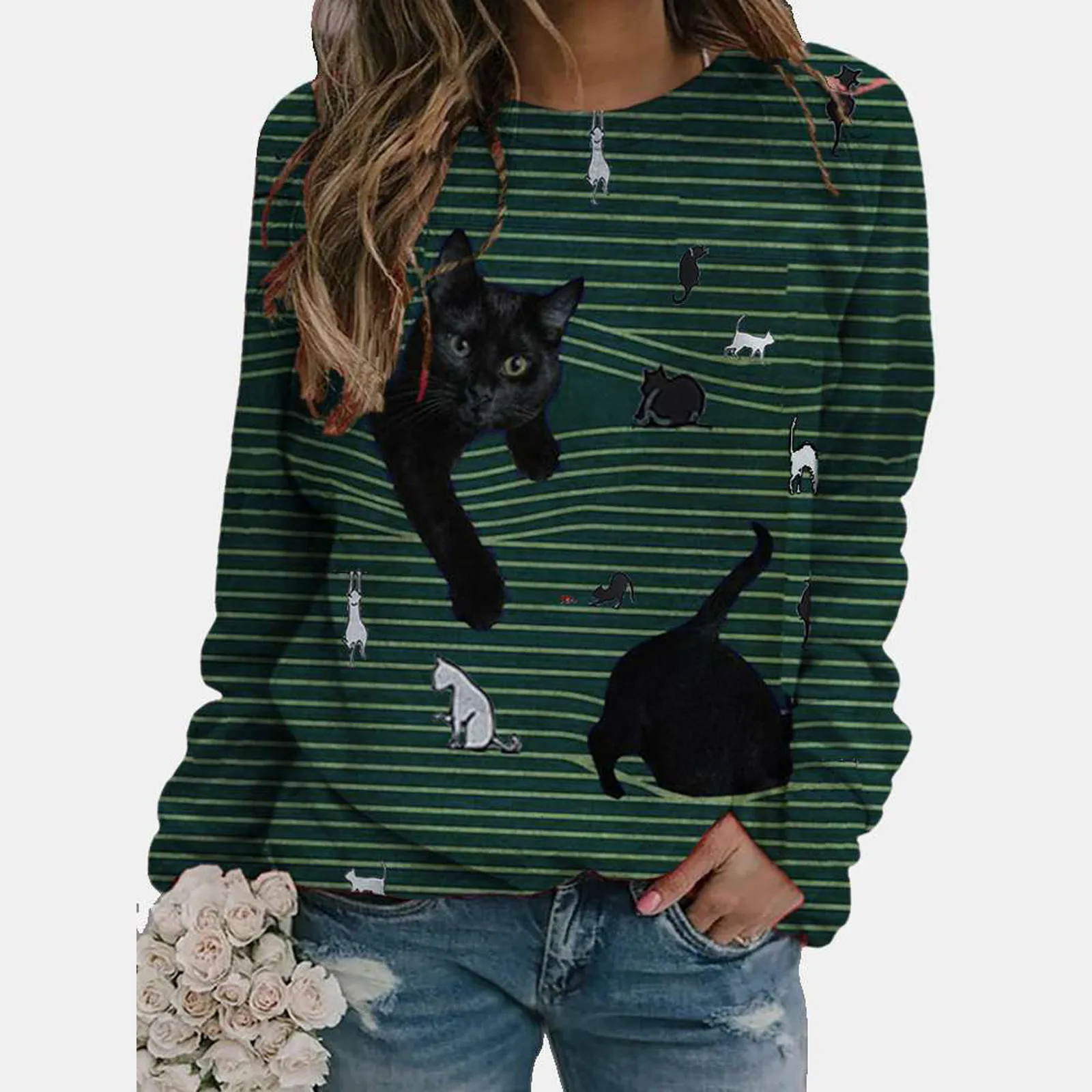 Blouses Autumn Winter Blouse Women O-neck Stripe 3d Cat Printing Long Sleeves Pullover Blouses Easy Slim Tops Blouse Pullover d3
Blouses Autumn Winter Blouse Women O-neck Stripe 3d Cat Printing Long Sleeves Pullover Blouses Easy Slim Tops Blouse Pullover d3