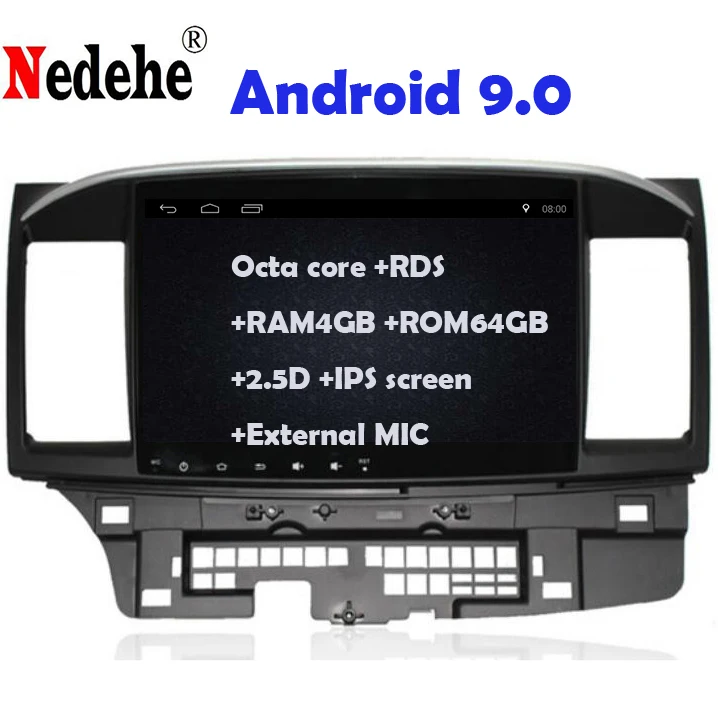 Octa core 10 1 дюймов 4G + 64 ГБ Android 9 0 автомобильный DVD GPS для Mitsubishi Lancer X 2008-2015