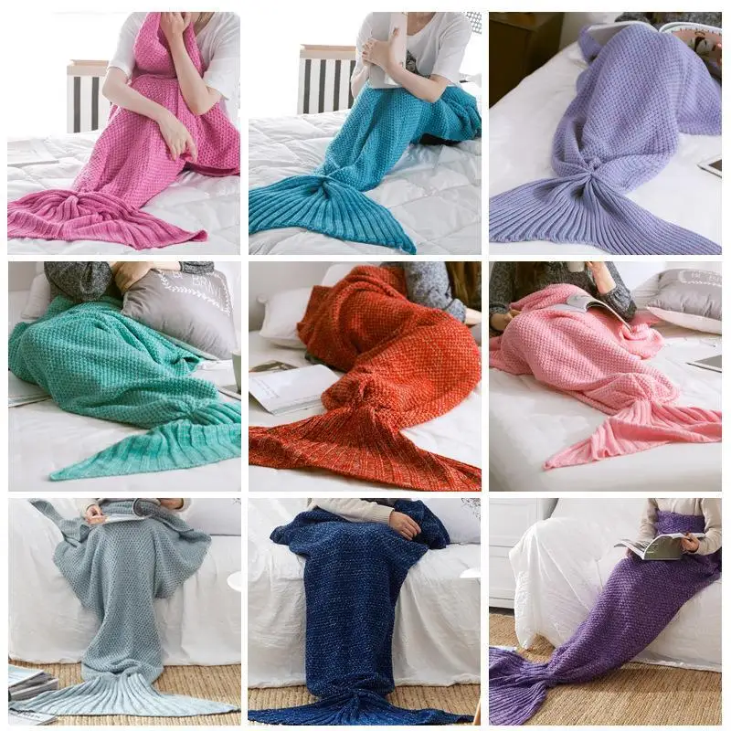 17 Colors Mermaid Blanket Blankets Knitting Fish Tail Blanket Sofa Cover Birthday Gifts For Girls Home Textile Blanket 
17 Colors Mermaid Blanket Blankets Knitting Fish Tail Blanket Sofa Cover Birthday Gifts For Girls Home Textile Blanket