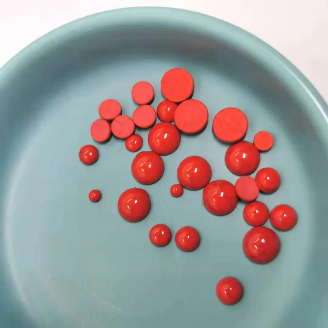 Оптовая продажа красных полукруглых кабошонов 3 ~ 25 мм красный бирюзовый камень с