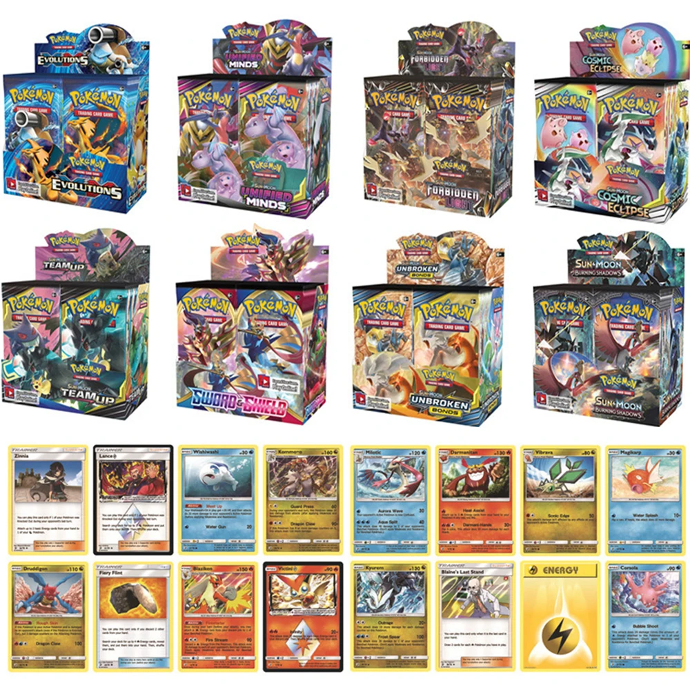 Карты покемонов всех серий TCG: Sun & Moon Evolution, коллекционная карта с покемоном, 324 шт.
Карты покемонов всех серий TCG: Sun & Moon Evolution, коллекционная карта с покемоном, 324 шт.