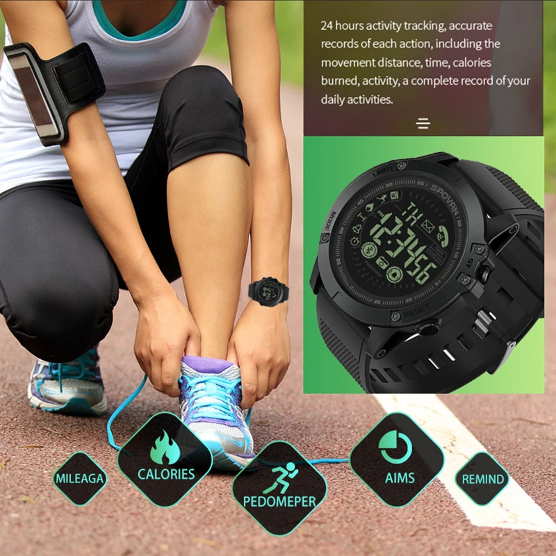 PR1 Bluetooth спортивные цифровые умные часы для мужчин 18 месяцев в режиме ожидания 24 ч