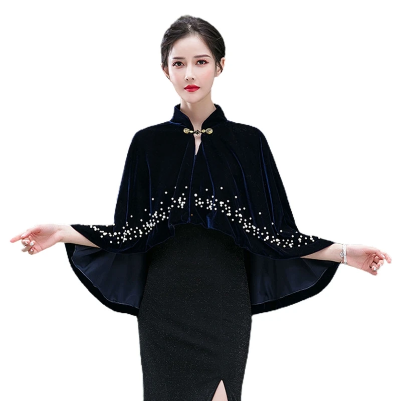 Women Vintage Velvet Shawl Wrap Stand Collar Pearl Beading Cape Cover Up Shrug New 2021
Women Vintage Velvet Shawl Wrap Stand Collar Pearl Beading Cape Cover Up Shrug New 2021