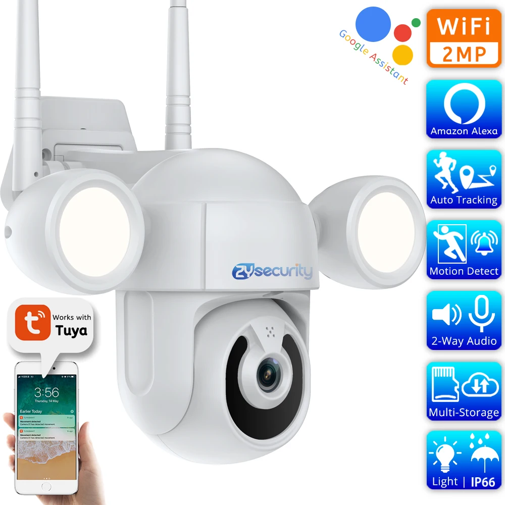 TuyaSmart Floodlight Camera Smartlife Humanoid Trigger Auto Tracking WiFi PTZ CCTV Vedio Surveillance IP Camera Works with Alexa
TuyaSmart Floodlight Camera Smartlife Humanoid Trigger Auto Tracking WiFi PTZ CCTV Vedio Surveillance IP Camera Works with Alexa