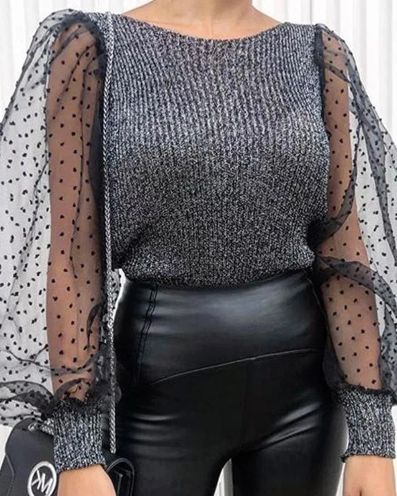 hirigin new fashion Women See-through Sheer Mesh Dot sweater female patchwork Puff Long Sleeve Tops ladies casual Sweater
hirigin new fashion Women See-through Sheer Mesh Dot sweater female patchwork Puff Long Sleeve Tops ladies casual Sweater