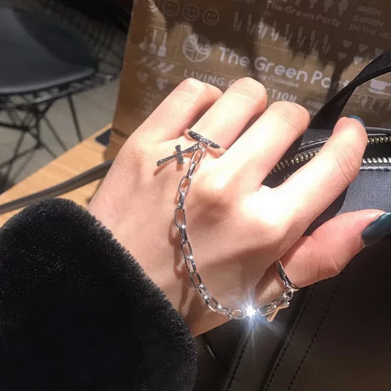 Silver Color Retro Punk Hip-Hop Cross Ring Simple Chain Finger Adjustable Rings Jewelry Gift for Men Women Unisex Ring
Silver Color Retro Punk Hip-Hop Cross Ring Simple Chain Finger Adjustable Rings Jewelry Gift for Men Women Unisex Ring