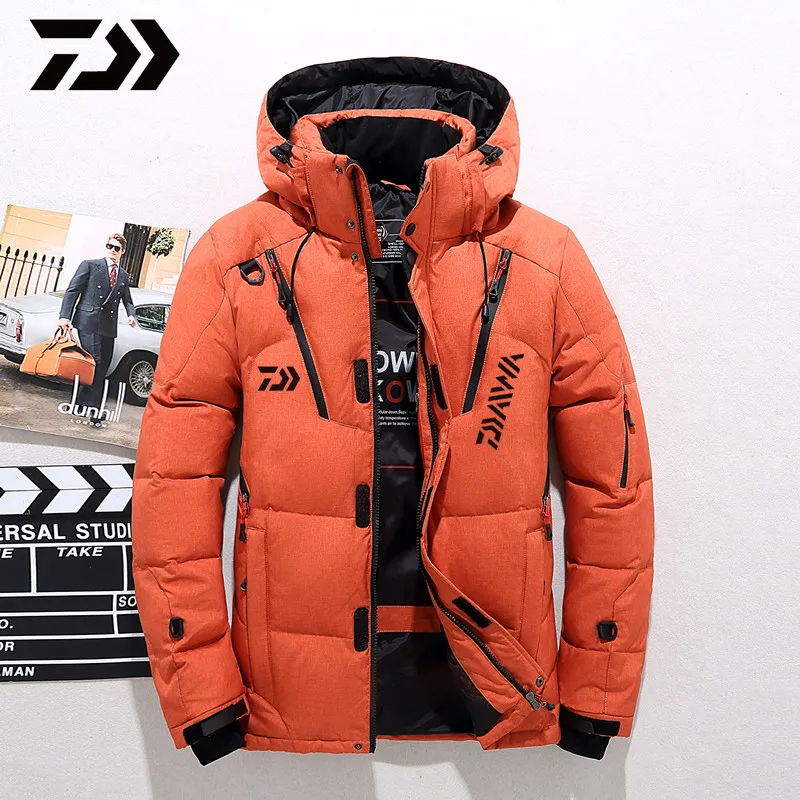 Daiwa Men's White Duck Down Fishing Jacket Warm Hooded Thick Puffer Jacket Coat Male High Quality Thermal Winter Fishing Clothes
Daiwa Men's White Duck Down Fishing Jacket Warm Hooded Thick Puffer Jacket Coat Male High Quality Thermal Winter Fishing Clothes