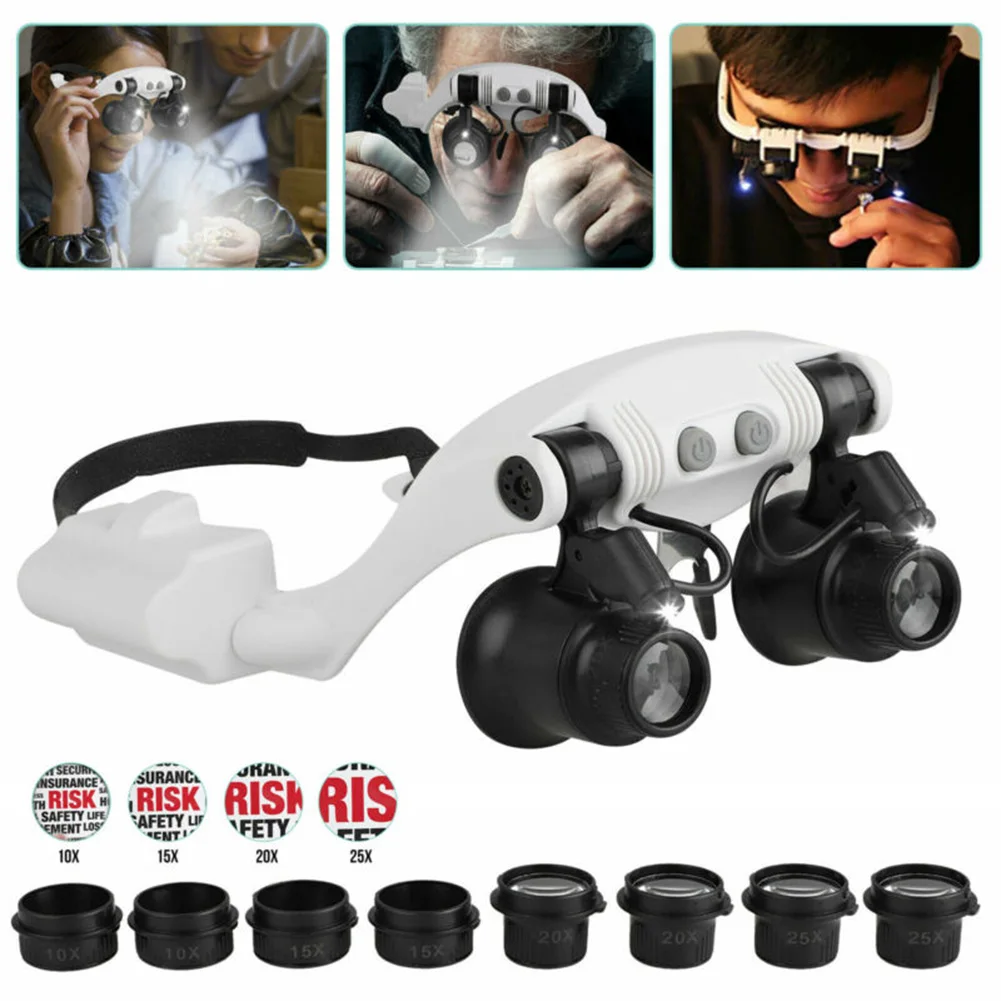 10/15/20/25x Magnifying Glasses With LED Light Head Wearing Double Eye Magnifying Glasses Jewelry Appraisal Watch Repair Tool
10/15/20/25x Magnifying Glasses With LED Light Head Wearing Double Eye Magnifying Glasses Jewelry Appraisal Watch Repair Tool