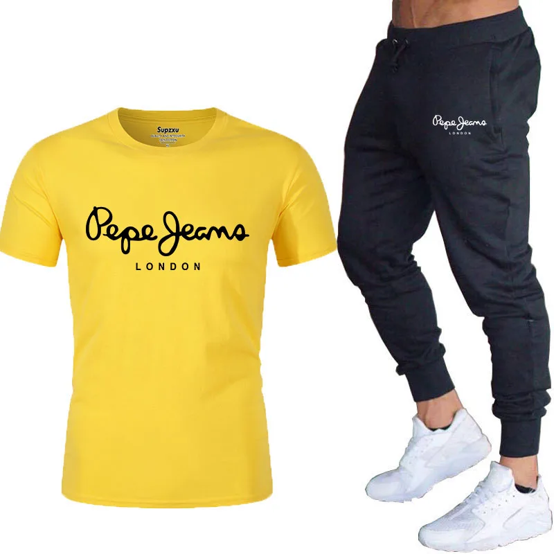 

2021 latest Pepe-Jeans-London logo T-shirt summer men's short-sleeved popular T-shirt tops men's 2-piece suit