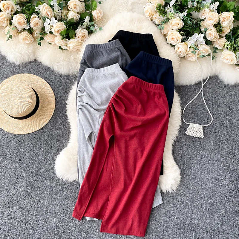 Summer Slim Chic Sexy Skirts Women's Wrinkled Pencil Skirts Girls Midi Solid Soft Split Skirt Bottom For Female
Summer Slim Chic Sexy Skirts Women's Wrinkled Pencil Skirts Girls Midi Solid Soft Split Skirt Bottom For Female