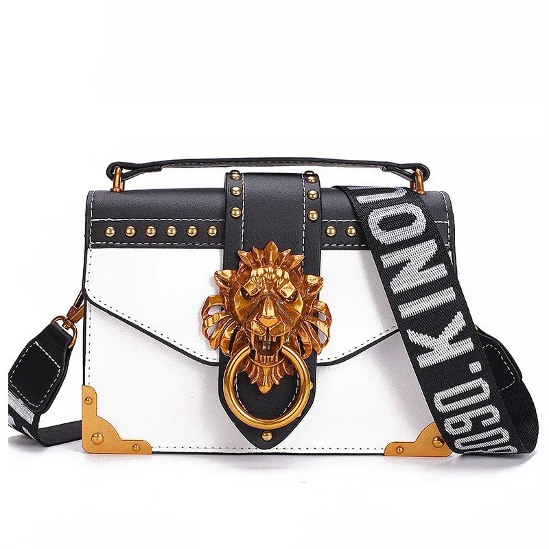 

Fashion Metal Lion Head Mini Small Square Pack Shoulder Bag Crossbody Package Clutch Women Designer Wallet Handbags Bolsos Mujer