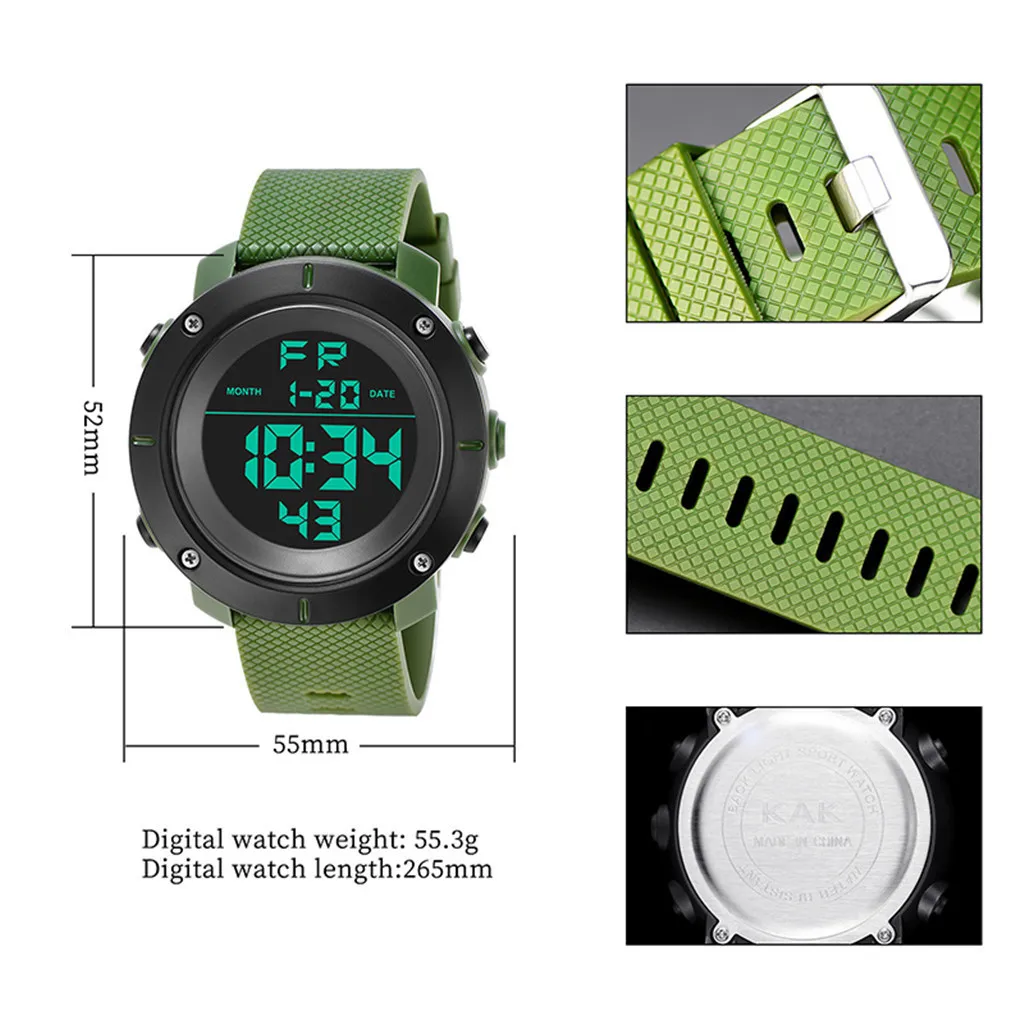KAK Military Sports Watches Electronic Mens Watches Top Brand Luxury Male Clock Waterproof LED Digital Watch Relogio Masculino
KAK Military Sports Watches Electronic Mens Watches Top Brand Luxury Male Clock Waterproof LED Digital Watch Relogio Masculino