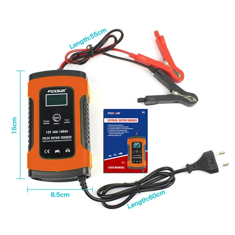 Foxsur Car Auto Motorcycle Battery Charger Automotive Smart Car Auto Motorcycle Battery Charger DC
Foxsur Car Auto Motorcycle Battery Charger Automotive Smart Car Auto Motorcycle Battery Charger DC