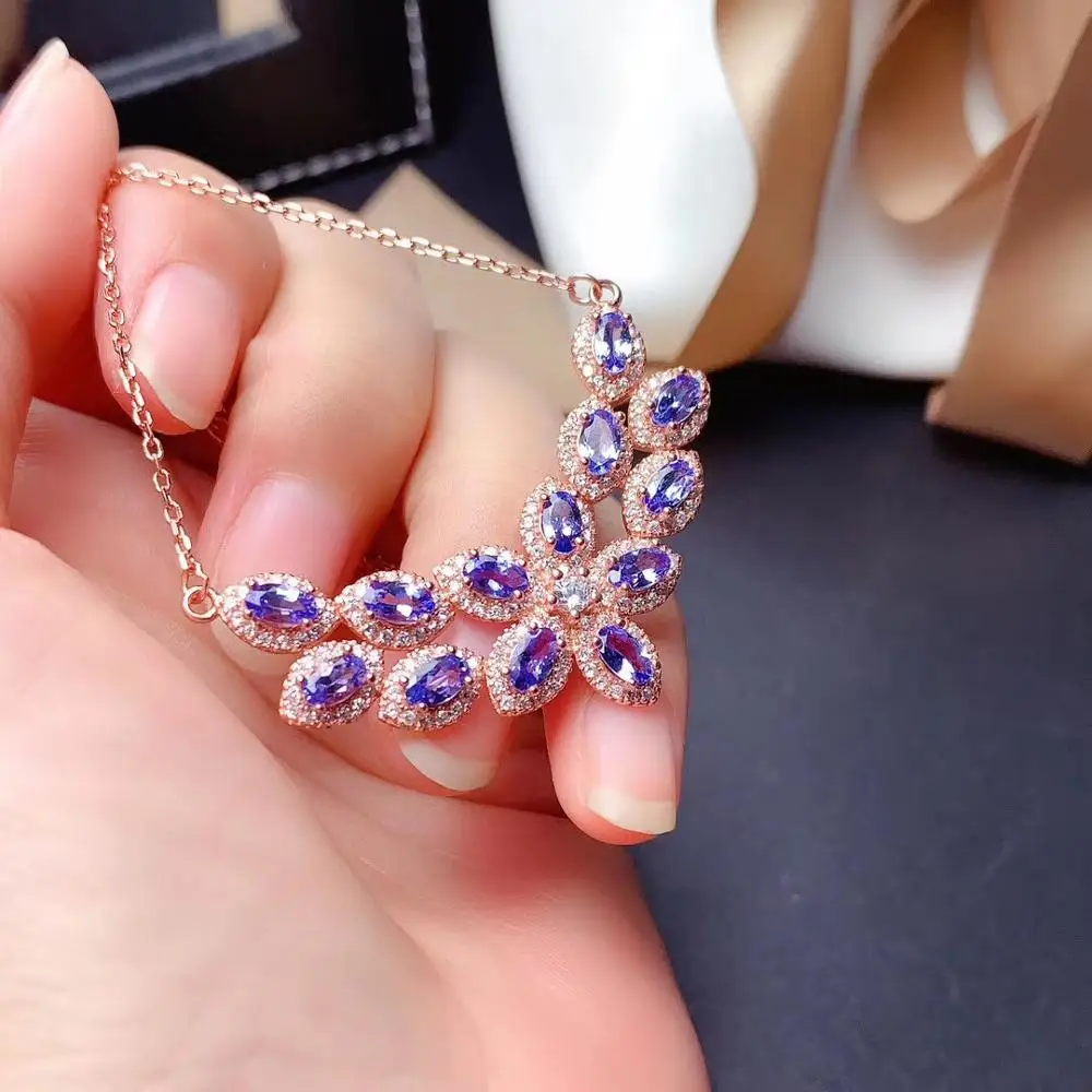 Natural Genuine Tanzanite Necklace Pendant S925 Sterling Silver Women's Color Gemstone Natural Jewelry 
Natural Genuine Tanzanite Necklace Pendant S925 Sterling Silver Women's Color Gemstone Natural Jewelry