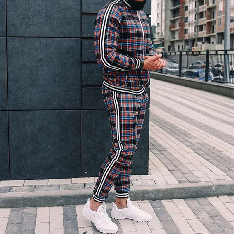 2021 Man Tracksuits Men's Sets 3D Print Sets Men Grid Two-piece Patchwork Zipper Tracksuits Small Leg Trouser Sweat Suits Sets
2021 Man Tracksuits Men's Sets 3D Print Sets Men Grid Two-piece Patchwork Zipper Tracksuits Small Leg Trouser Sweat Suits Sets