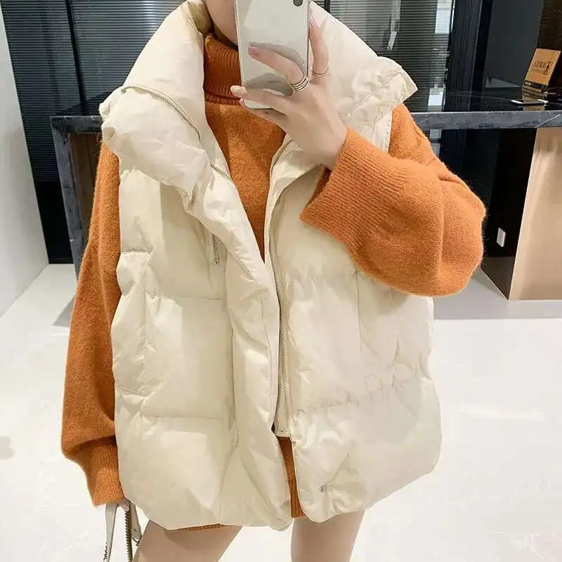 Autumn Winter Vest Coat Women Black Loose Outerwear Stand Collar Sleeveless Down Cotton Casual Vests Warm Jacket Waistcoat C7759
Autumn Winter Vest Coat Women Black Loose Outerwear Stand Collar Sleeveless Down Cotton Casual Vests Warm Jacket Waistcoat C7759