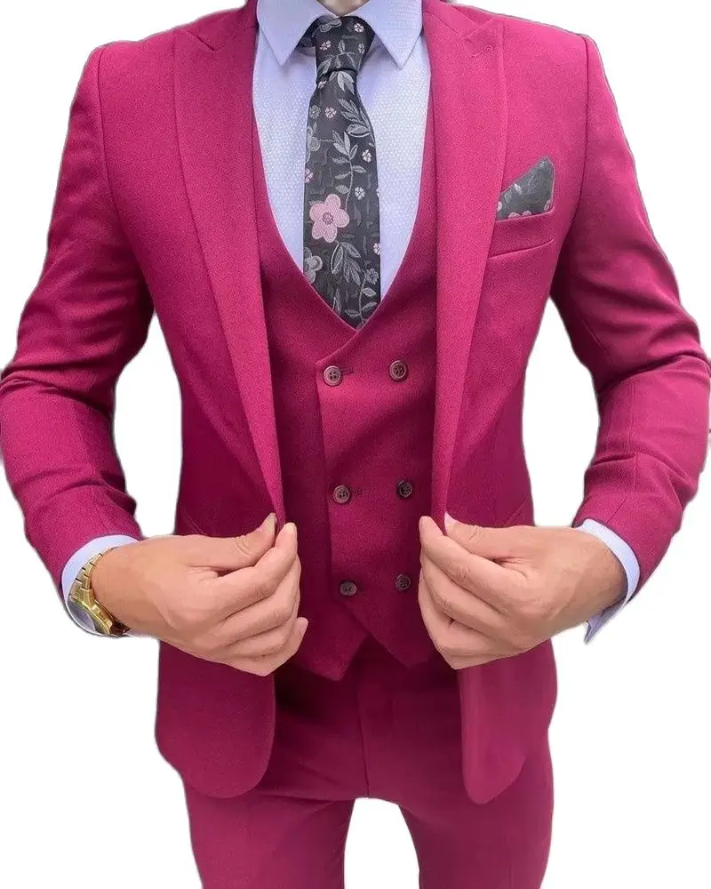 Handsome Fuchsia Peak Lapel Single Button Men Wedding Tuxedos 3 Pcs Slim Fit Groom Suits Cocktail Party Groomsmen Classic Blazer
Handsome Fuchsia Peak Lapel Single Button Men Wedding Tuxedos 3 Pcs Slim Fit Groom Suits Cocktail Party Groomsmen Classic Blazer