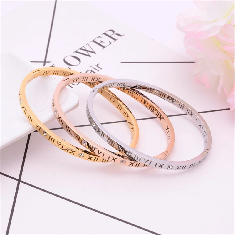 Men Women Stainless Steel Rose Gold Color Couple Bracelet Roman Numeral Lover Cuff Bracelet Bangle Wedding Jewelry Gift
Men Women Stainless Steel Rose Gold Color Couple Bracelet Roman Numeral Lover Cuff Bracelet Bangle Wedding Jewelry Gift